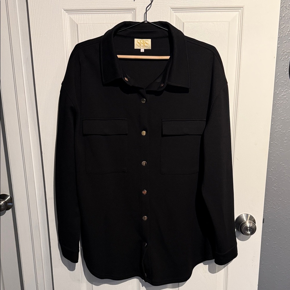 SSYS Women's Black Button-Front Shirt Jacket - Picture 1 of 5